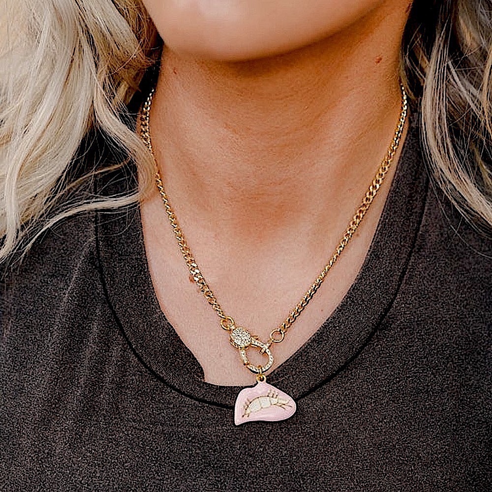 🆕🌿LAUREN KENZIE: BABY PINK Lip Gloss Chain Necklace